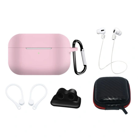HURTEL ETUI DO AIRPODS PRO 1 2 SILIKONOWE + PASEK NA SZYJĘ ZACZEP KARABINKA