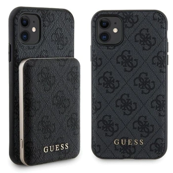 Zestaw Guess GUBPM5N614GEMGK iPhone11 6.1 hardcase + Powerbank 5000mAh MagSafe czarny/black 4G Metal Logo