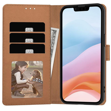 TECH-PROTECT POKROWIEC WALLET ETUI DO IPHONE 16E SKÓRZANY BRĄZOWY KIESZENIE