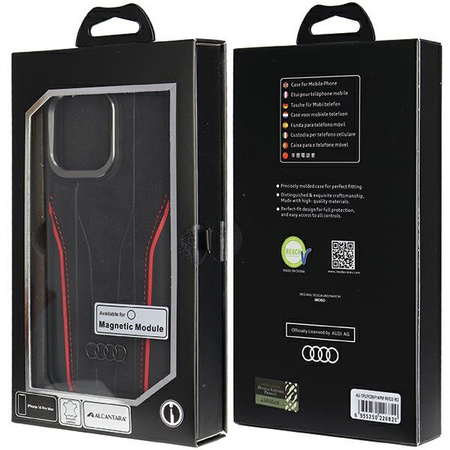 Audi Genuine Leather MagSafe iPhone 14 Pro Max 6.7 czarno-czerwony/black-red hardcase AU-TPUPCMIP14PM-R8/D3-RD