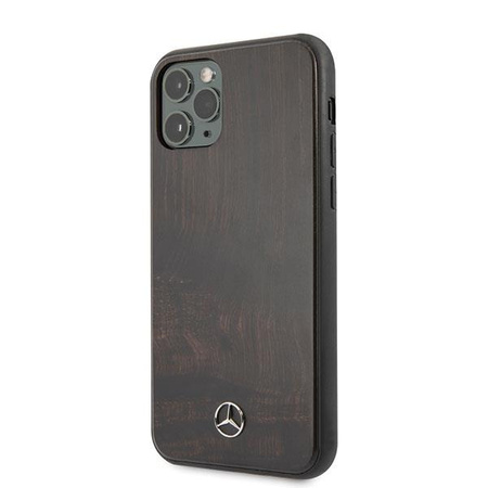 Etui Mercedes Wood Line Rosewood na iPhone 11 Pro Max - brązowe