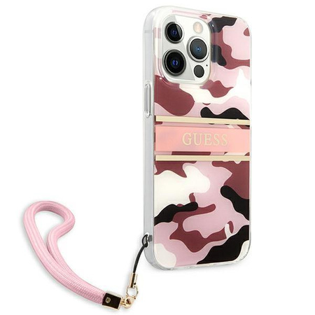 Guess GUHCP13LKCABPI iPhone 13 Pro / 13 6,1" różowy/pink hardcase Camo Strap Collection