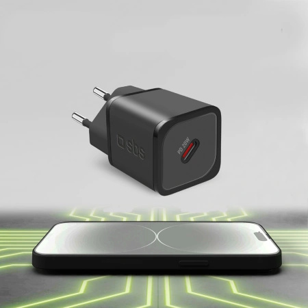 SBS ŁADOWARKA SIECIOWA 20W GaN USB-C DO IPHONE 12 13 14 15 SZYBKA ŁADOWARKA