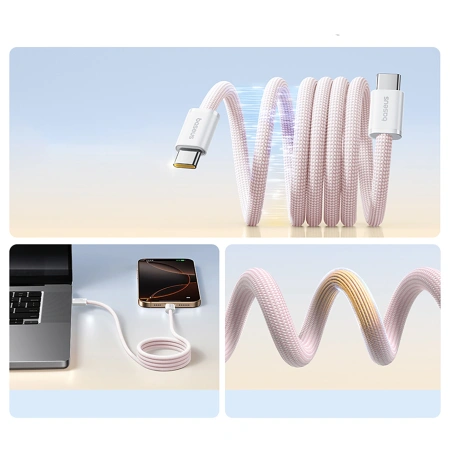 Kabel Baseus Dynamic 4 Pro 100W USB-C - USB-C 1m - różowy