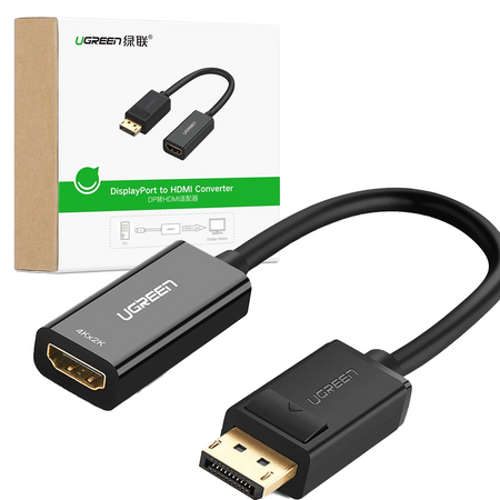 Ugreen przejściówka kabel przewód z DisplayPort (męski) na HDMI (żeński) (jednokierunkowy) 1080P 60Hz 12bit czarny (40362)