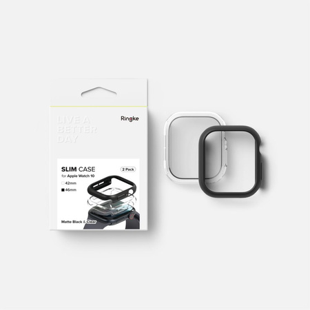 RINGKE ETUI SLIM 2-PACK DO APPLE WATCH 10 46 MM PRZEZROCZYSTY MATOWY CZARNY