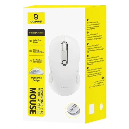 Mysz bezprzewodowa Baseus F02 ergonomiczna USB 2.4GHz - biała