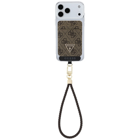 Zestaw portfel + hand strap Guess        triangle MagSafe brązowy