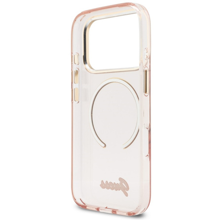 Etui Guess IML Script Metal MagSafe do   iPhone 17 Pro Max różowy