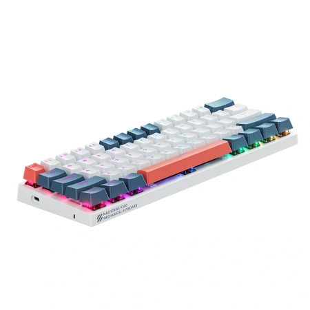 Klawiatura gamingowa Machenike K500-B61 przewodowa mechaniczna podświetlana Red Switch - biało-niebieska