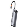 Baseus Metal Gleam Series multifunkcjonalny HUB USB 7w1 Typ C HDMI czytnik kart TF PD szary (WKWG020113)