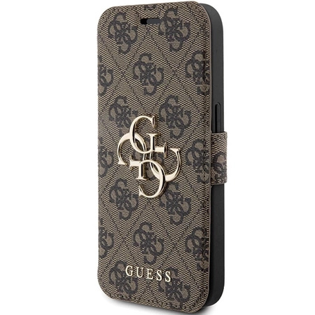 Etui Guess 4G Metal Logo na iPhone 15 Pro - brązowe