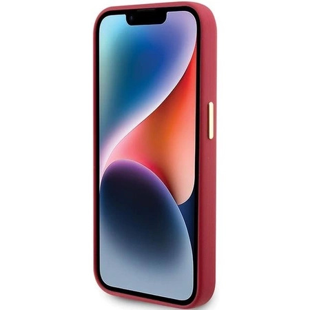 Etui Guess Silicone Script Metal Logo & Frame na iPhone 15 Pro - czewony