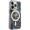 Etui Guess GUHMP14LHLEOPWB na iPhone 14 Pro - niebieskie Leopard MagSafe