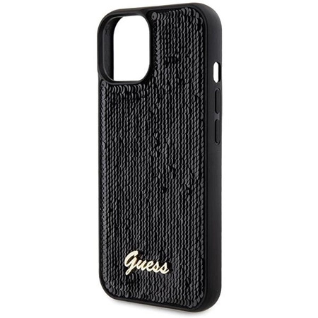 Etui Guess Sequin Script Metal na iPhone 14 / 15 / 13 - czarne
