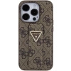 Etui Guess Grip Stand 4G Triangle Strass na iPhone 15 Pro - brązowe