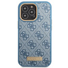 Etui Guess GUHMP14LU4GPRB na iPhone 14 Pro - niebieskie 4G Logo Plate MagSafe