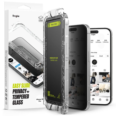 RINGKE SZKŁO EASY SLIDE 2-PACK DO IPHONE 16 PRO PRIVACY Z WYSOKIEJ
