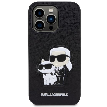 Etui Karl Lagerfeld KLHCP14XSANKCPK na iPhone 14 Pro Max 6.7" hardcase - czarne Saffiano Karl&Choupette