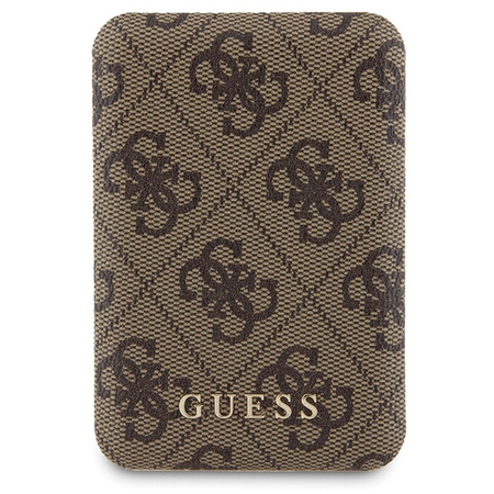 Zestaw Guess GUBPM5P15L4GEMGW iPhone15 Pro 6.1 hardcase + Powerbank 5000mAh MagSafe brązowy/brown 4G Metal Logo