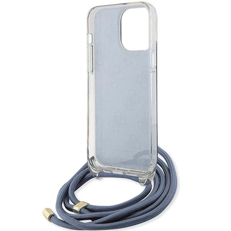 Etui Guess Crossbody Cord 4G Print na iPhone 15 Pro - niebieskie