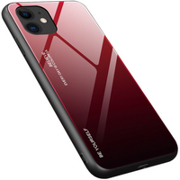 Gradient Glass etui pokrowiec nakładka ze szkła hartowanego iPhone 12 mini czarno-czerwony