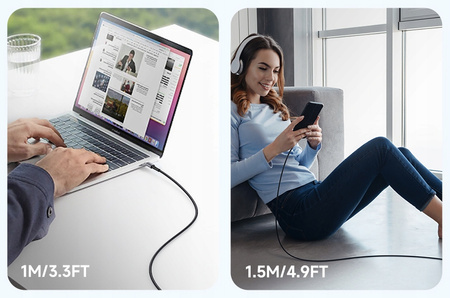MCDODO KABEL USB-C SZYBKIE ŁADOWANIE DO SAMSUNG APPLE USB TYP C 3A 65W 1,5M