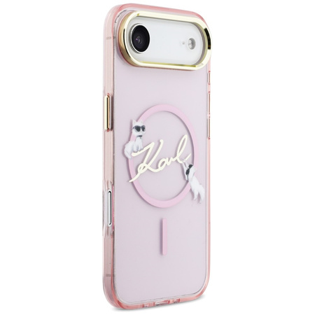 Etui Karl Lagerfeld IML Choupettes Karl  Script Logo MagSafe do iPhone Air różowy