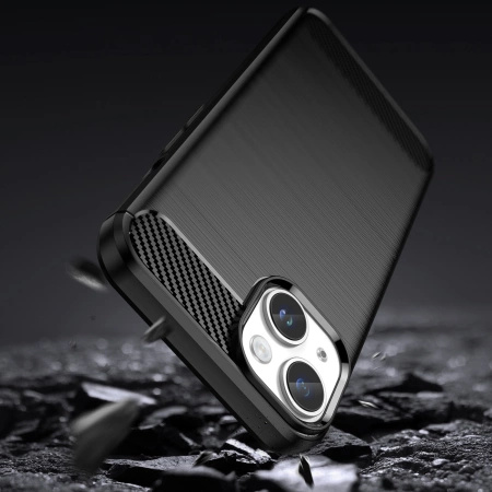 HURTEL CARBON CASE ELASTYCZNY POKROWIEC DO IPHONE 14 PLUS ŻELOWY NA TYŁ