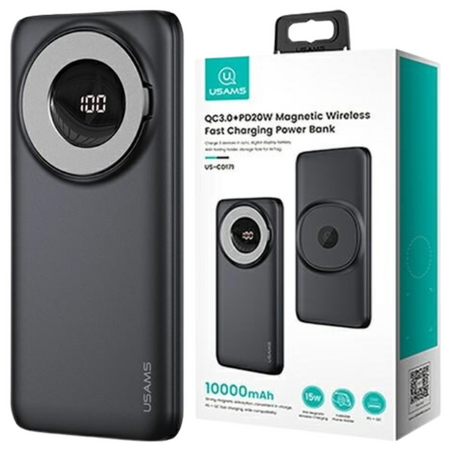 USAMS POWERBANK 10000MAH QC3.0 PD MAGNETYCZNE WIRELESS DO TELEFONÓW ANDROID