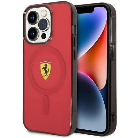 Etui Ferrari FEHMP14XURKR na iPhone 14 Pro Max 6.7" - czerwone Translucent Magsafe