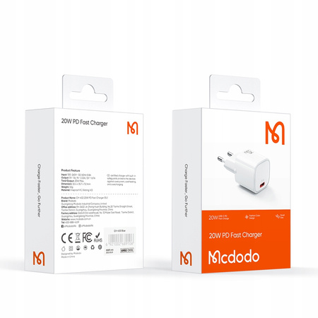 MCDODO SZYBKA ŁADOWARKA KOSTKA USB-C 20W USB TYP C DO IPHONE 13 14 15 PRO