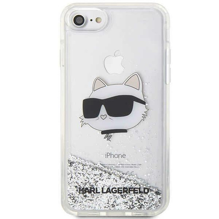 Etui Karl Lagerfeld KLHCI8LNCHCS na iPhone 7/8/ SE 2020 / SE 2022 - srebrne Glitter Choupette Head