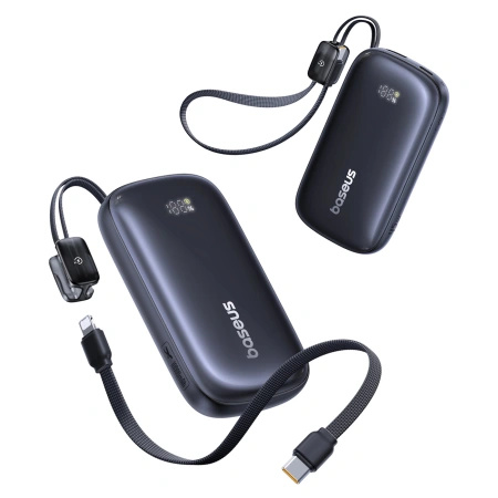Powerbank Baseus EnerFill FC21 Qpow 3 Ultra 10000mAh 45W z dołączonym kablem-smyczą - czarny