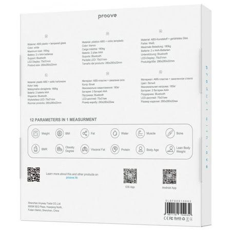 PROOVE WAGA SMART SCALE DO ANDROID IOS BLUETOOTH POMIAR CIALA BEZPRZEWODOWA