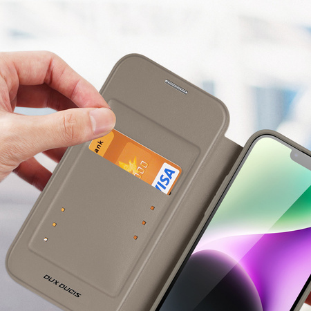Dux Ducis Skin X Pro etui iPhone 14 magnetyczny pokrowiec MagSafe z klapką beżowy