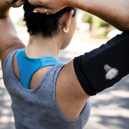 Elastyczny materiałowy armband opaska na ramię do biegania fitness L różowa