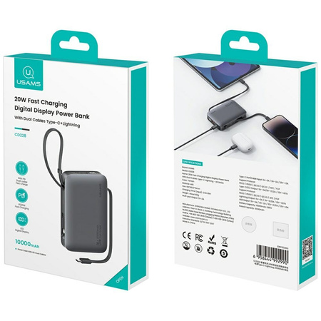 USAMS POWERBANK 10000MAH XR SERIES DO APPLE IPHONE 13 14 15 20W KABEL USB-C