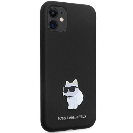 Etui Karl Lagerfeld KLHCN61SMHCNPK na iPhone 11 / Xr - czarne Silicone C Metal Pin