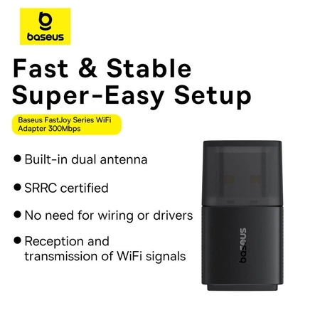 Karta sieciowa USB Baseus BS-OH169 300Mb/s - czarna