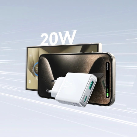Ładowarka sieciowa Joyroom JR-TCF14 20W USB-A USB-C supercienka - biała