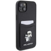 Etui Karl Lagerfeld Saffiano Cardslot Karl&Choupette Metal Pin do iPhone 15 - czarne