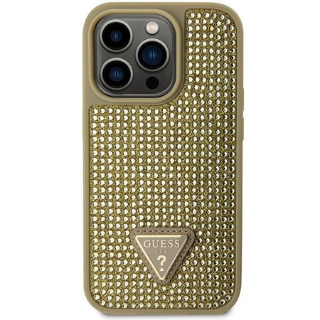 Etui Guess GUHCP14LHDGTPD na iPhone 14 Pro - złote Rhinestone Triangle
