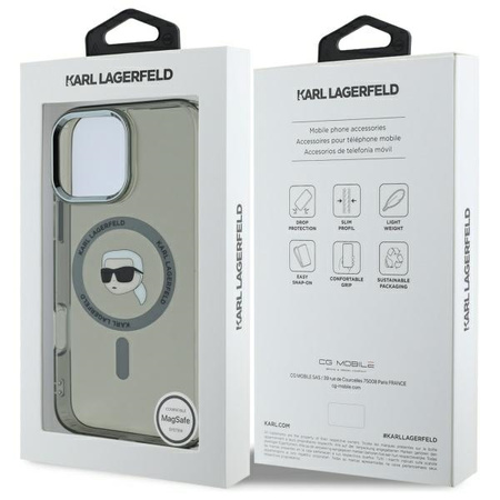 KARL LAGERFELD CASE DO IPHONE 16 PRO 6.3 HARDCASE METAL KARL HEAD