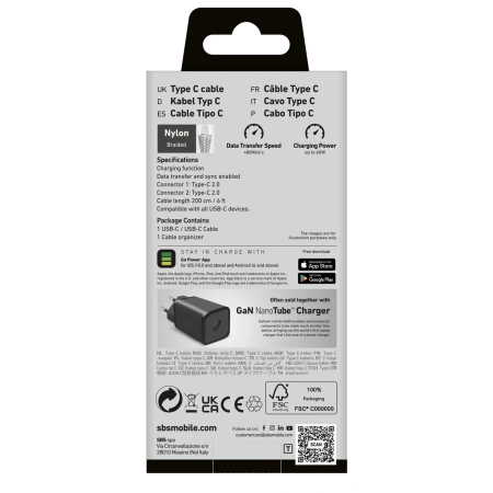 SBS KABEL USB-C 2M DO MACBOOK IPHONE 60W POWER DELIVERY SZYBKIE ŁADOWANIE