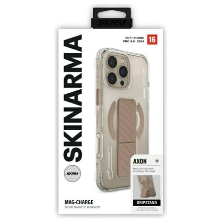 Skinarma etui Axon iPhone 16 Pro Max     6.9 Magnetic Charging + Grip Stand szampański/champagne