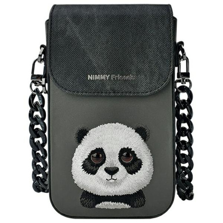 Nimmy Zestaw 3w1 torebka na telefon +    portfel + etui na lokalizator czarny/black Big Eyed Pet 2.0 Panda