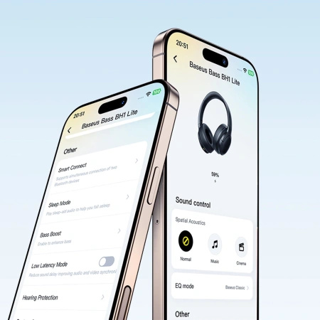 Słuchawki bezprzewodowe Baseus Bass BH1 Lite nauszne Bluetooth 6.0 - czarne