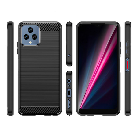Carbon Case etui do T-Mobile Revvl 6 5G elastyczny silikonowy karbonowy pokrowiec czarne