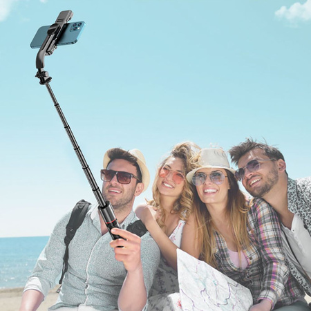 TECH-PROTECT SELFIE STICK STATYW LED LIGHT BLUETOOTH DO SMARTFONÓW CZARNY